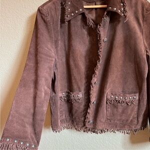 Brown Suede Jacket with Studded Details